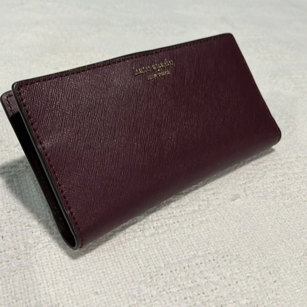 Kate Spade wallet folder purple snap button several card holders signature spade - Picture 3 of 9